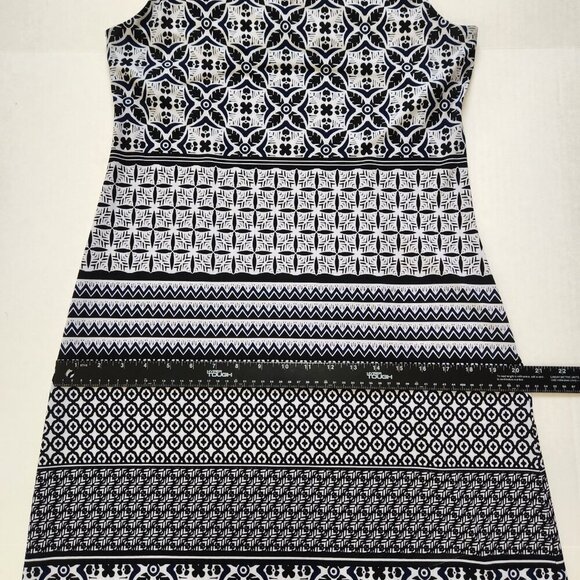 Tommy Bahama Maxi Dress M Black White Floral Geometric Stripe Sleeveless Stretch - Picture 6 of 9